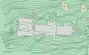 March 1926 survey map with the June 1926 blueprint of the first floor and 1928 laboratory blueprint.