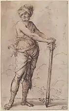 Turbaned Warrior Holding a Mace (13.2 x 8.2 cm.), Metropolitan Museum of Art