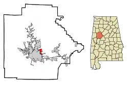 Location in Tuscaloosa County and the state of Alabama
