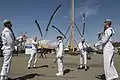The Navy Ceremonial Guard Drill Team perform during Navy Week in Montana.