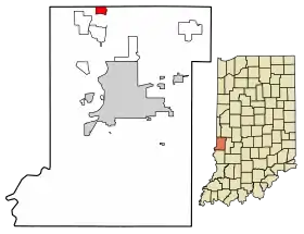 Location of Shepardsville in Vigo County, Indiana.