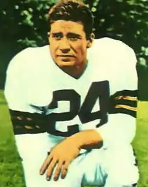 Lahr pictured in a Cleveland Browns uniform on a 1954 football card