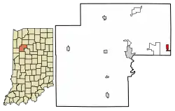 Location of Burnettsville in White County, Indiana.