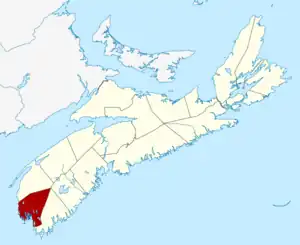 Location of Yarmouth County, Nova Scotia
